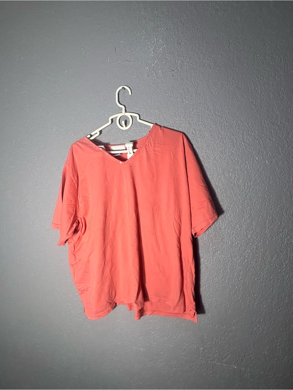 Susan Graver Coral V-Neck Short Sleeve Top